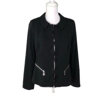 ESCADA Black Zipper Ruffle Blazer Jacket